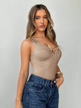 Aloruh Women Casual Sexy Beachwear Design One-Piece Swimsuit With Asymmetric Ruching, Metal Buckle Hollow-Out Details